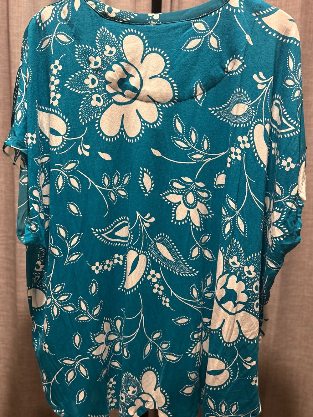 Philosophy Teal Floral Split-V Tunic Top - Picture 5 of 9